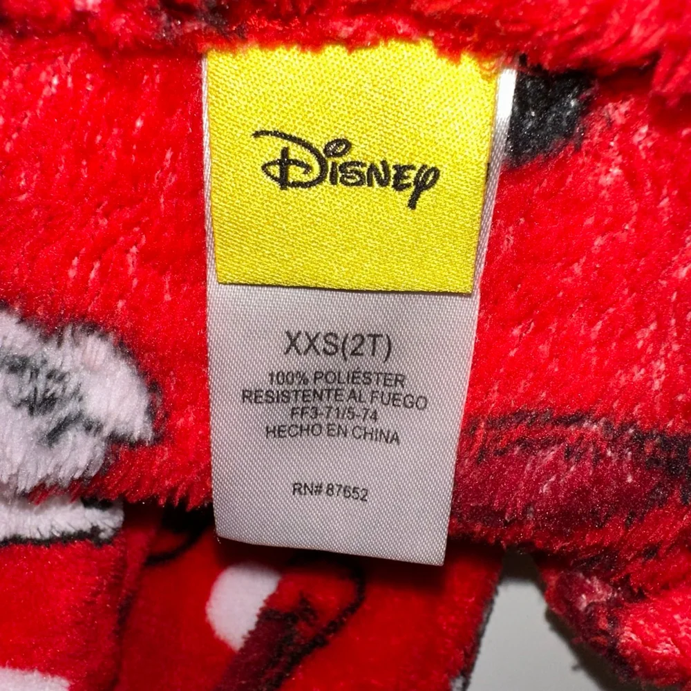 Girls Disney Pajamas Kids Baby Toddler Robe Size 2T Red Minnie Mouse Robe